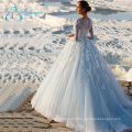 Tulle Satin Ball Gowns Long Sleeve Simple Wedding Dresses